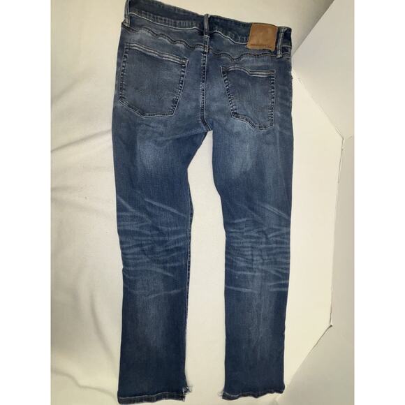 American Eagle Next Level Airflex Distressed Skinny Jeans Men 34X32 Dark Wash - Picture 4 of 10